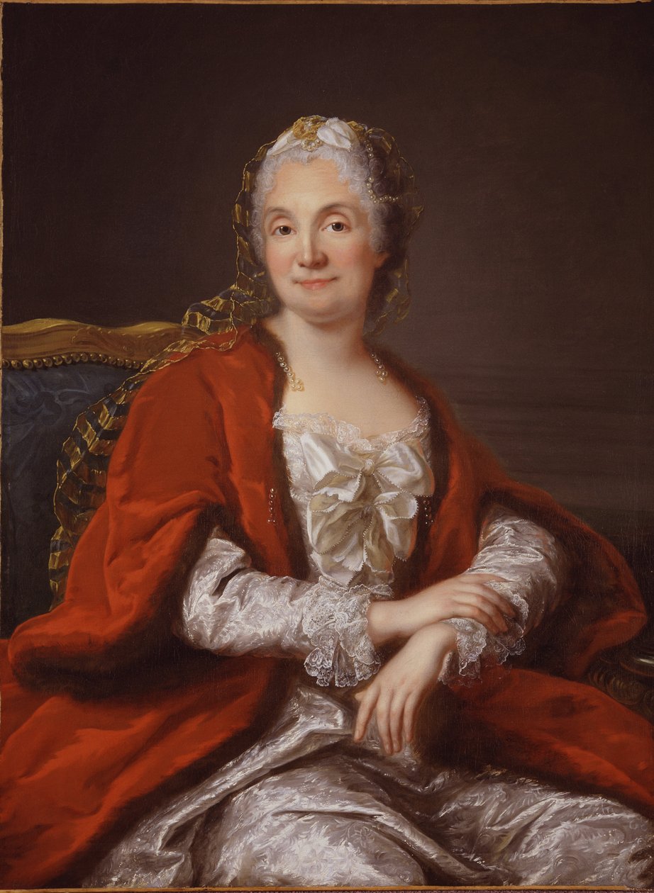 Marie Therese Rodet Geoffrin，法国沙龙 - 杰夫林夫人的肖像（1699-1777 年），玛丽安卢瓦尔（1715-1769 年）所著。 布面油画，约 1760 年。私人收藏 作者 玛丽安·卢瓦尔