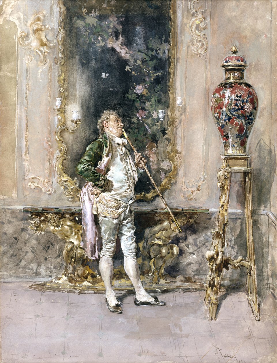 稀有花瓶，1870年 作者 马里亚诺·何塞·玛丽亚·贝尔纳多·福图尼