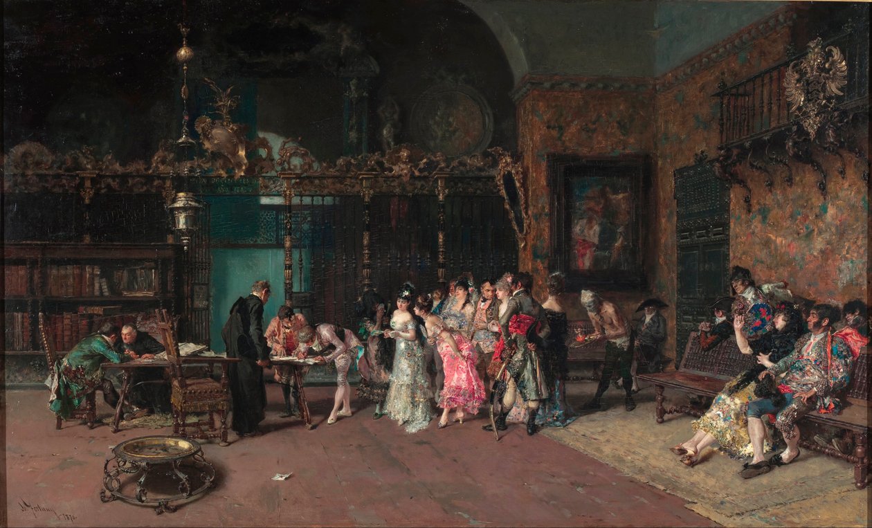 西班牙婚礼》 - Peinture de Fortuny, Mariano (1838-1874) - 1870 - 布面油画 - 60x93.5 - 巴塞罗那加泰罗尼亚国家艺术博物馆 作者 马里亚诺·福图尼