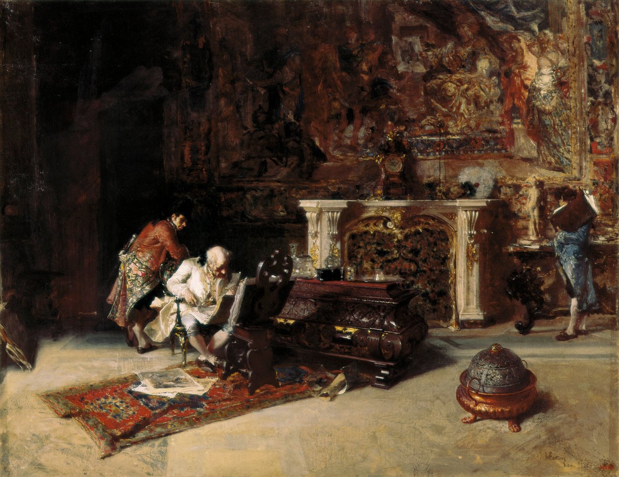 "The Engraving Collector" Painting by Mariano Fortuny (1838-1874) 1863 作者 马里亚诺·福图尼