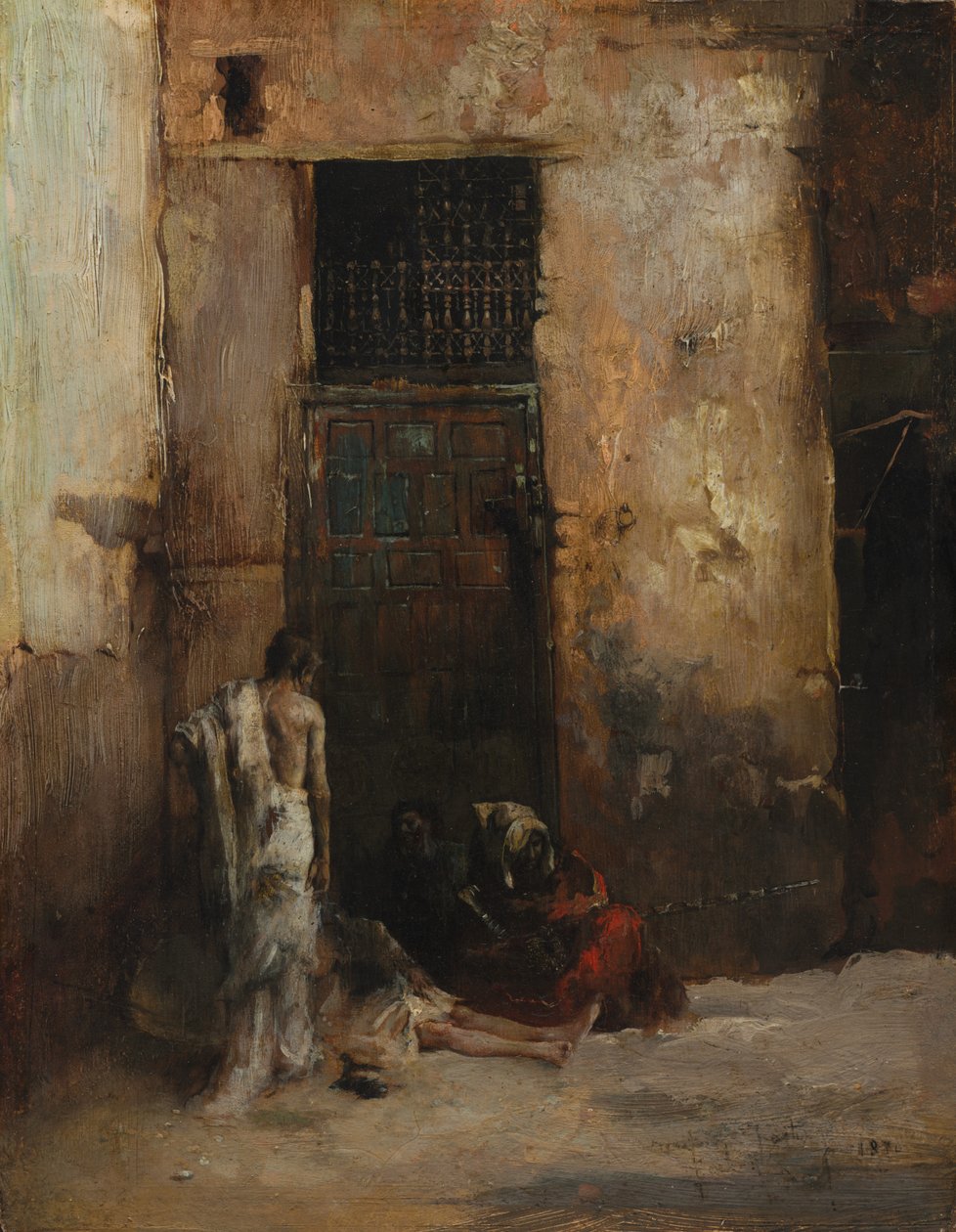 门边的乞丐，1870年。 作者 Mariano Fortuny y Carbó