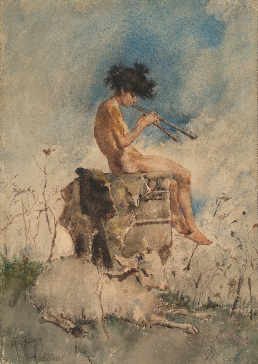 《潘笛的烟斗》，1865年。 作者 马里亚诺·何塞·玛丽亚·贝尔纳多·福图尼