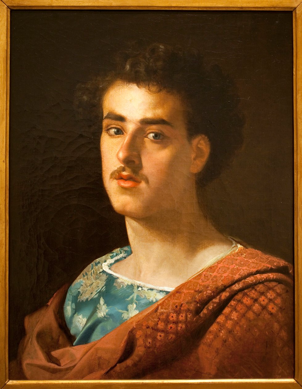 自画像 - 马里亚诺·福图尼 (Mariano Fortuny) 绘画（1838-1874 年），布面油画，约 1858 年 - 加泰罗尼亚国家艺术博物馆，巴塞罗那（西班牙） 作者 马里亚诺·福图尼和马德拉索