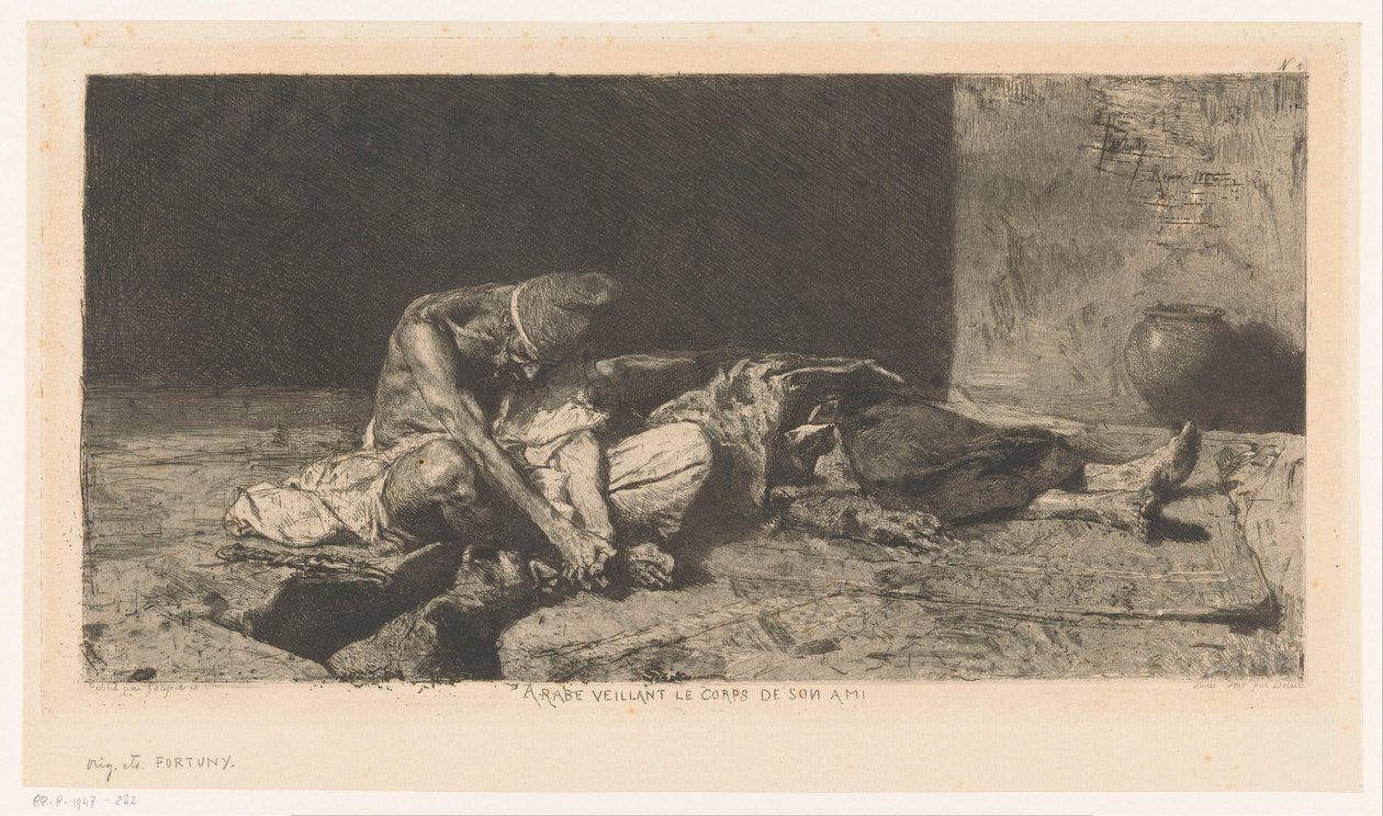 守望朋友尸体的阿拉伯男子
Arabe veillant sur le corps de son ami（标题见实物） 作者 马里亚诺·何塞·玛丽亚·贝尔纳多·福图尼