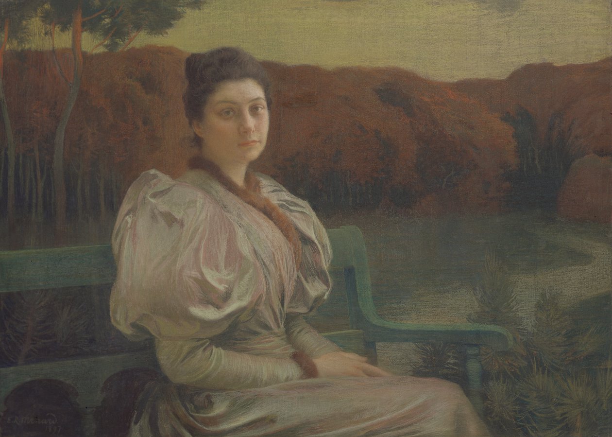 Louise Galtier-Boissiere的肖像，1897年（画布上的粉彩） 作者 玛丽·奥古斯特·埃米尔·雷内·梅纳德