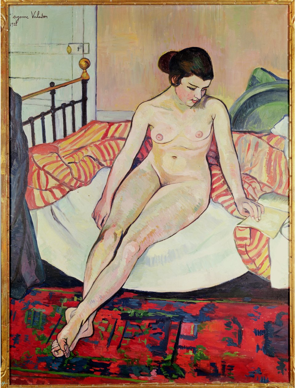 裸体与条纹毯子，1922年 作者 玛丽·克莱门汀（苏珊娜）瓦拉登