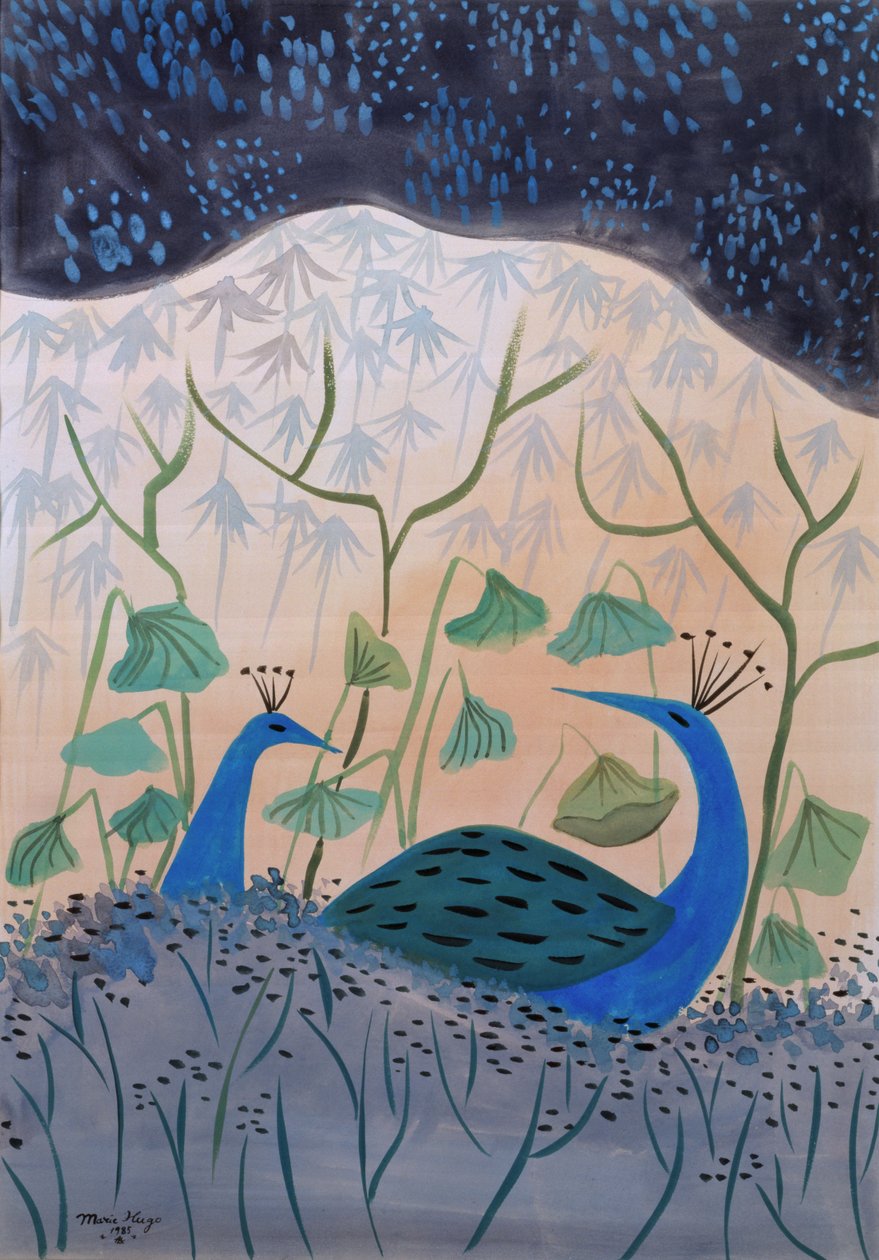 Peacocks Gold and Silver，1985 作者 玛丽·雨果