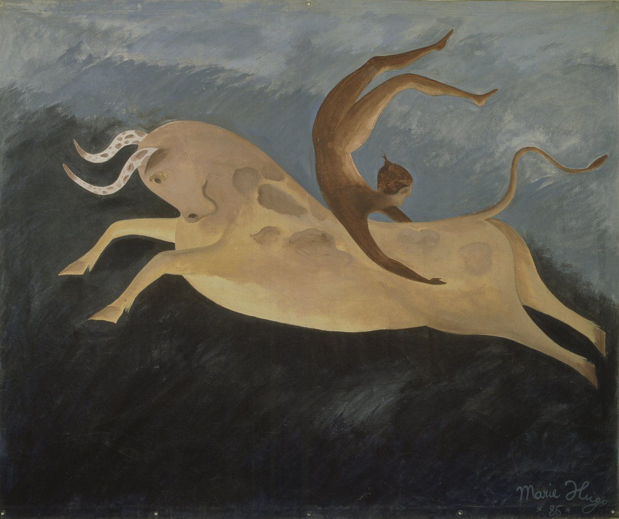 公牛到克里特岛舞者，1987年（画布上的丙烯酸） 作者 玛丽·雨果