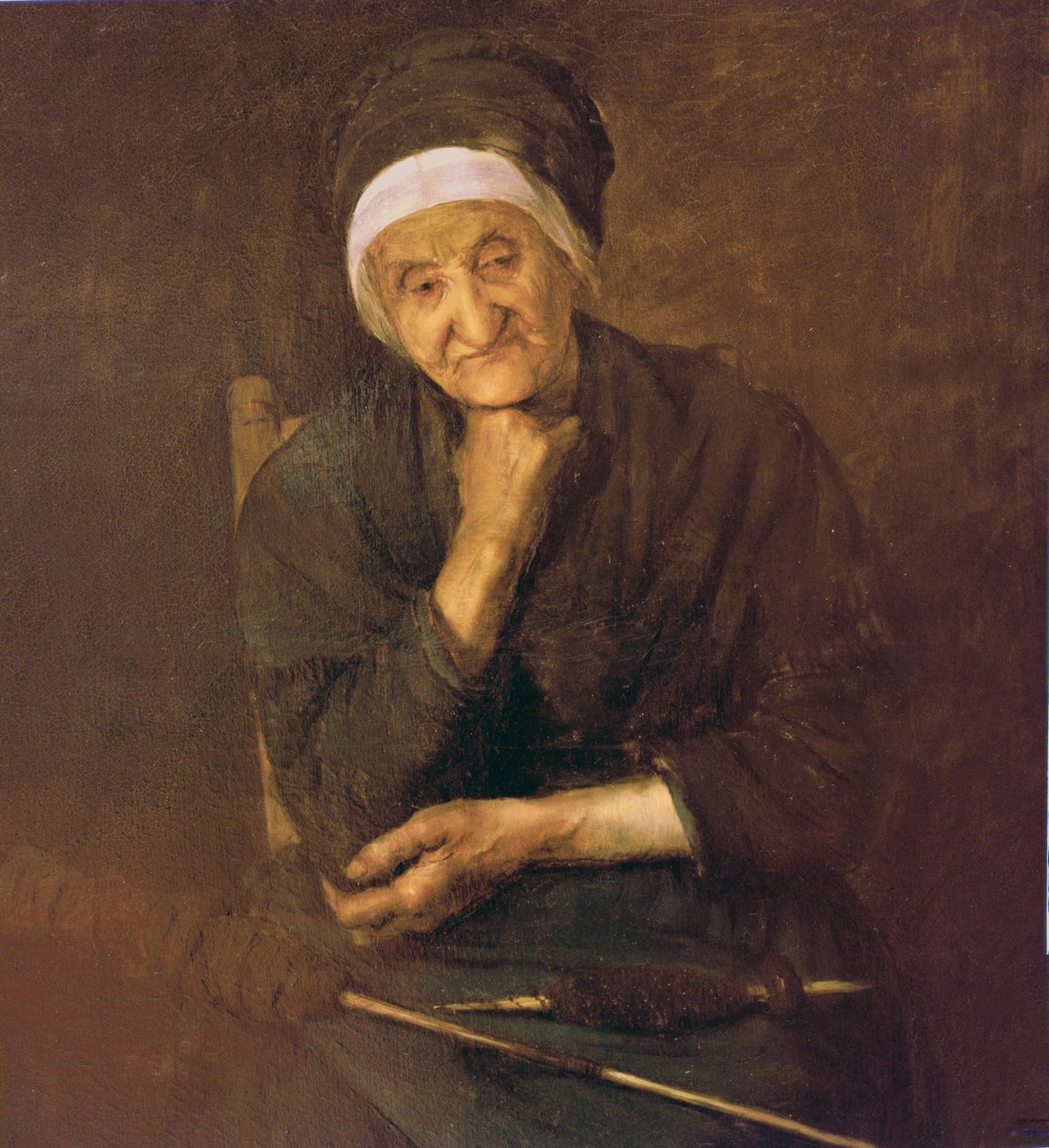 来自Aulus（Ariege）的老女人（细节） 作者 玛丽·彼得（Marie Petiet）
