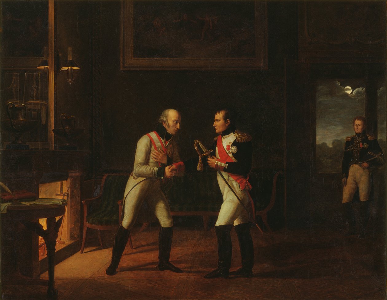 1808年12月17日，奥地利Stammersdorf的Napoleon Bonaparte（1769-1821）和Archduke Charles（1771-1847）会议 作者 玛丽·尼古拉斯·庞塞·卡缪斯