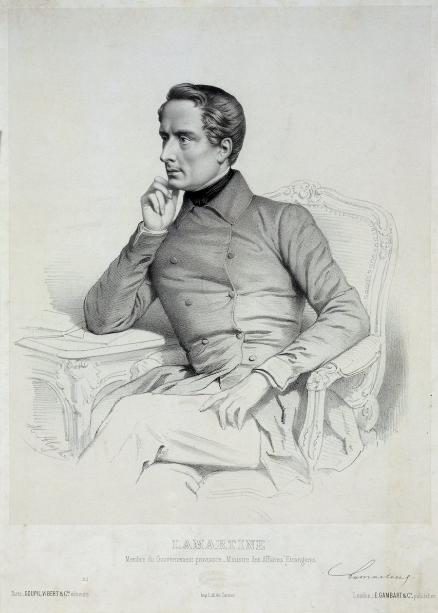 Alphonse de Lamartine 1790-1869的肖像。 作者 玛丽·亚历山大·梅尼特·马洛特