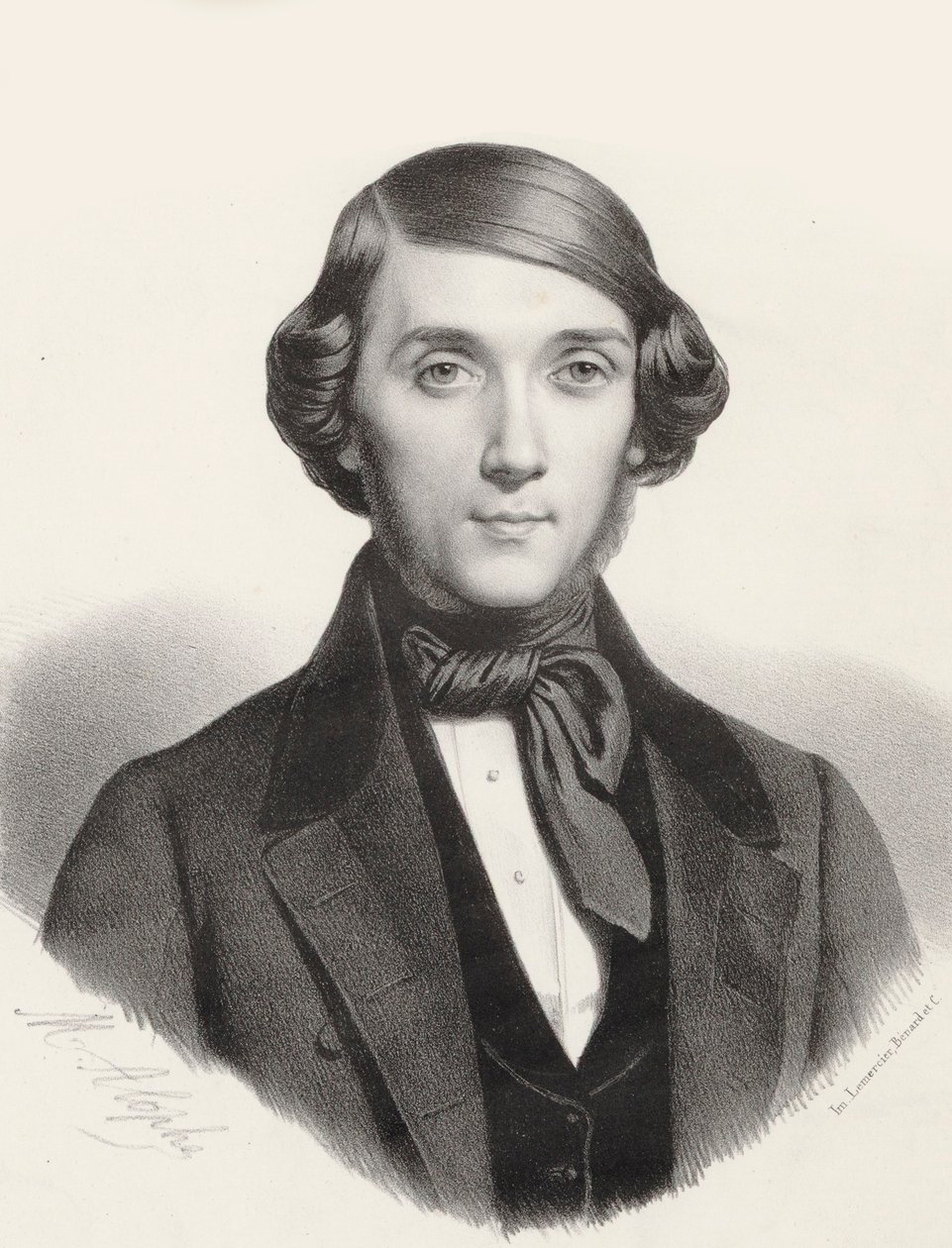 钢琴家和作曲家Jean-Henri Ravina的肖像，1818-1906年，约1845年。 作者 玛丽·亚历山大·梅尼特·马洛特