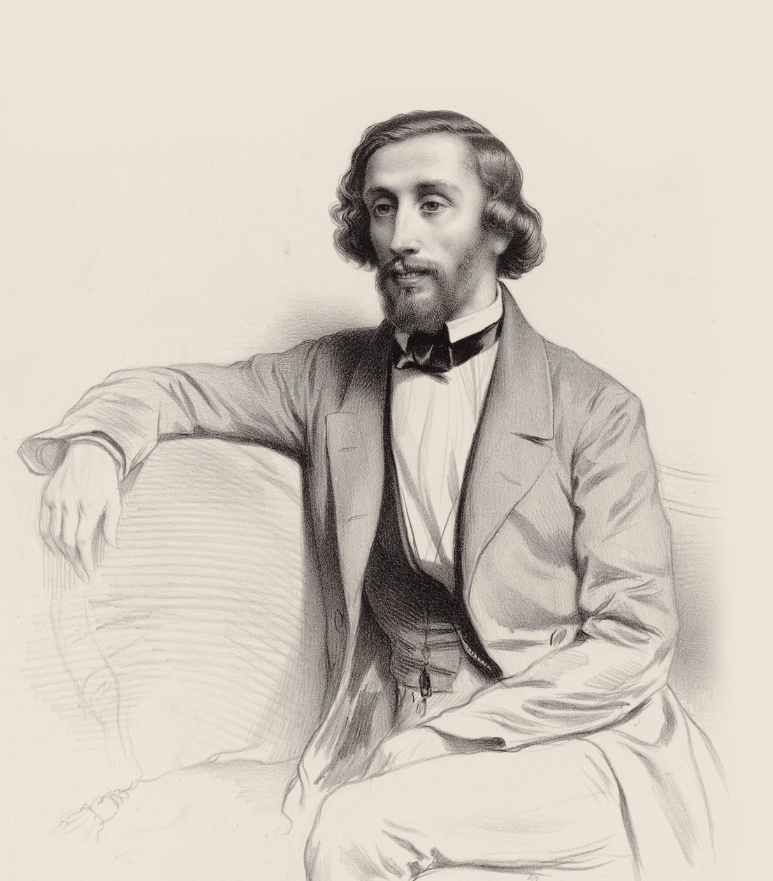 钢琴家和作曲家Julius Schulhoff的肖像，1825-1898年，1854年。 作者 玛丽·亚历山大·梅尼特·马洛特