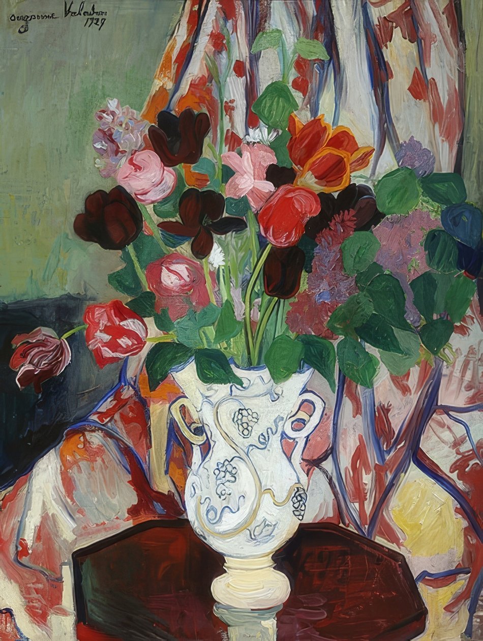 有郁金香的花瓶。 1927年 作者 玛丽·克莱门汀（苏珊娜）瓦拉登