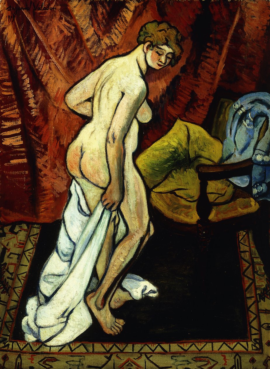 用毛巾站立裸体； Nu Debout Sa Drapant，1919年 作者 玛丽·克莱门汀·瓦拉东