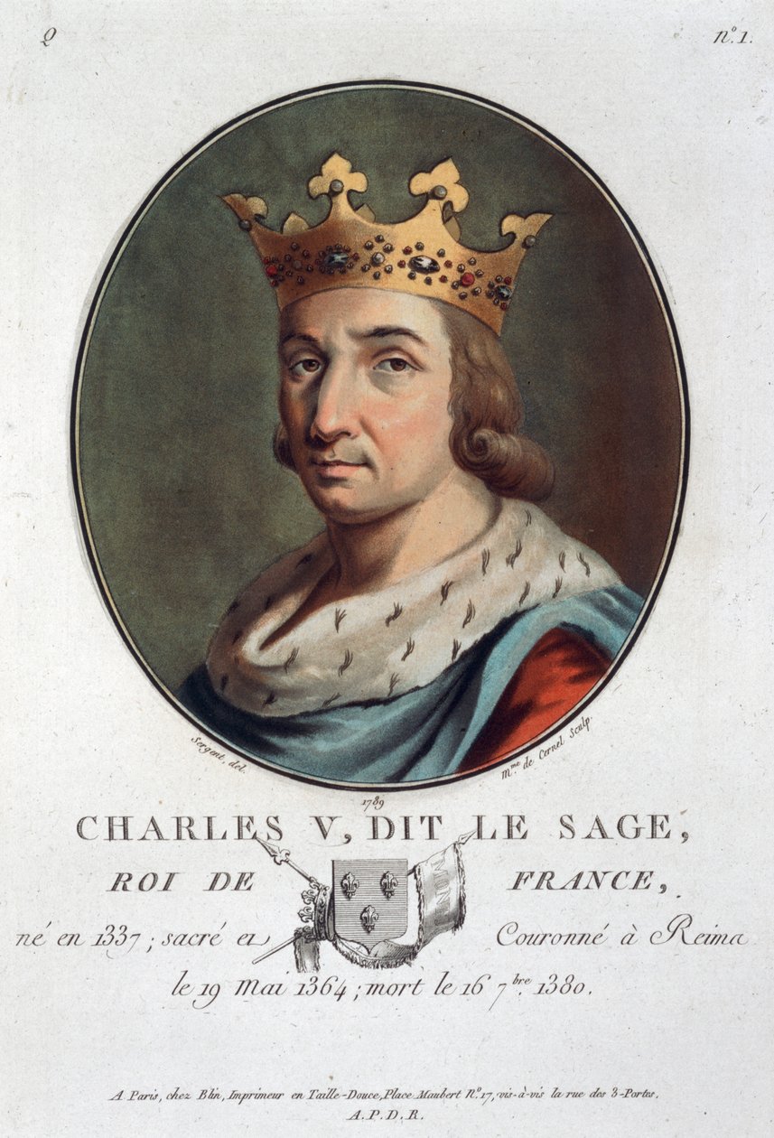 查理五世，被称为 "智者"，法国国王，1789年 作者 Marie Jeanne Louise Francoise Suzanne Champion de Cernel