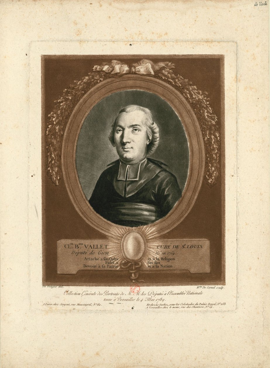 克劳德-本杰明-瓦莱1754-1826年的肖像，1789年。 作者 Marie Louise Suzanne Champion de Cernel