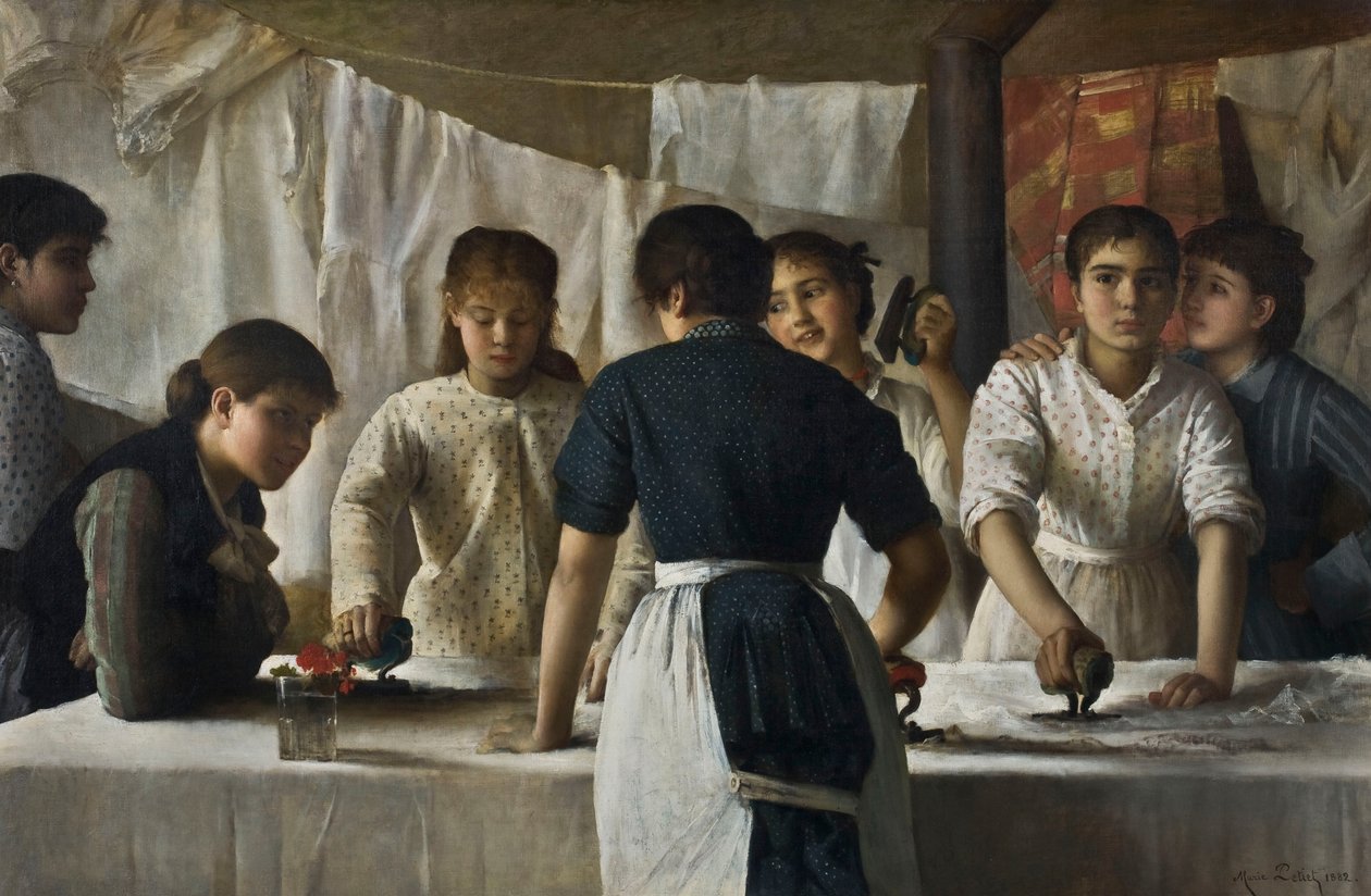 洗衣店，1882年。 作者 玛丽·彼得（Marie Petiet）