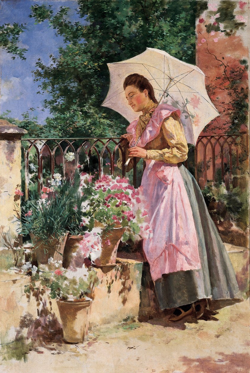 伊西多罗·马林·加雷斯（Isidoro Marin Gares，1863-1926 年）19 世纪晚期格拉纳达的“《撑伞女士》”。 Bellas Artes de Granada 博物馆。 作者 马林·伊西多罗·加雷斯（Marin Isidoro Gares）