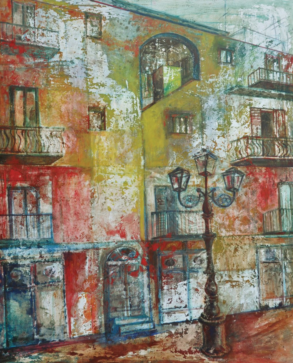色彩建筑，2011 年（布面油画和混合媒材） 作者 玛丽娜·法尔科