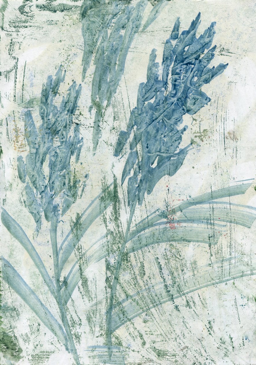 淡蓝色的花》，2022 年（纸面油画） 作者 玛丽娜·法尔科