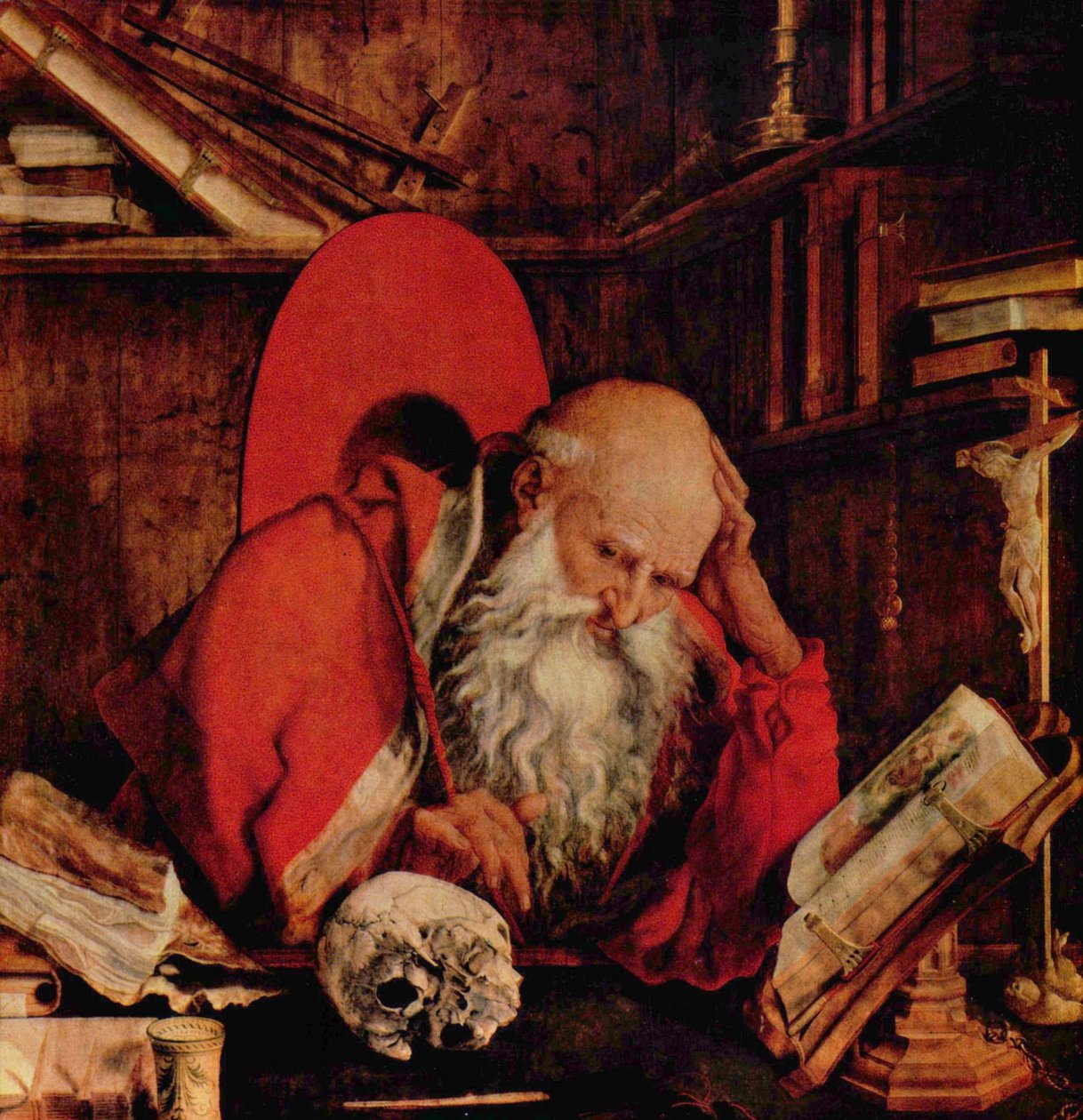 德语：圣杰罗姆在他的囚室中的圣杰罗姆 作者 Marinus van Reymerswaele