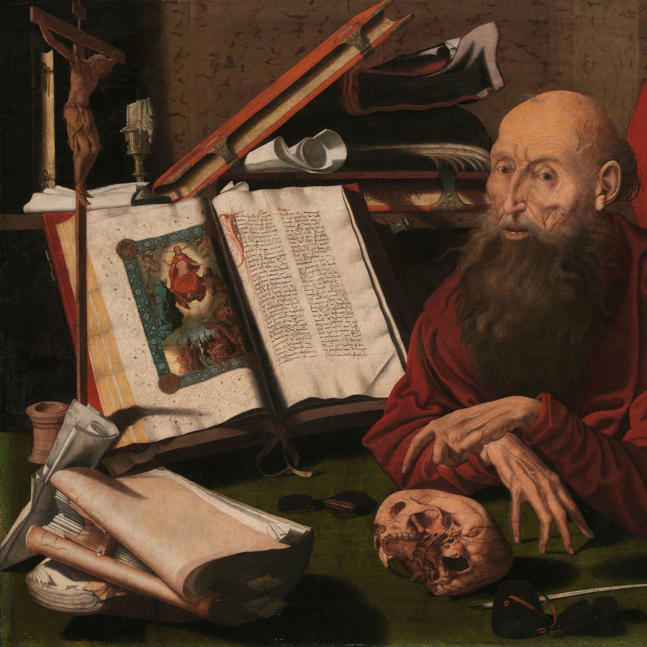 圣杰罗姆在他的书房里 作者 Marinus van Reymerswale（归属于）
