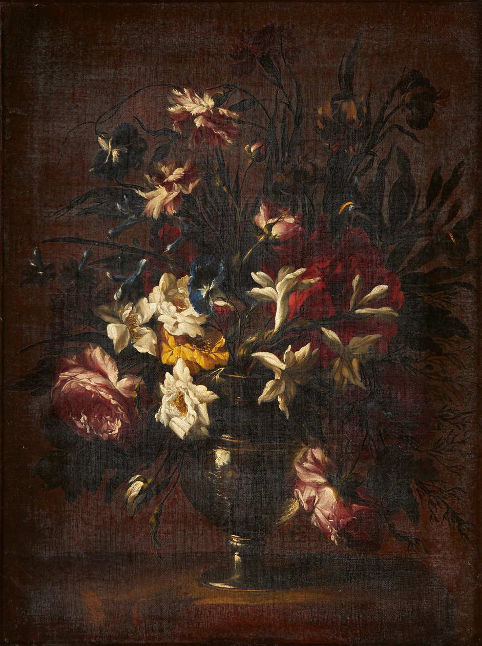 玻璃花瓶里的花朵静物（布面油画） 作者 马里奥 (attr.to) Nuzzi