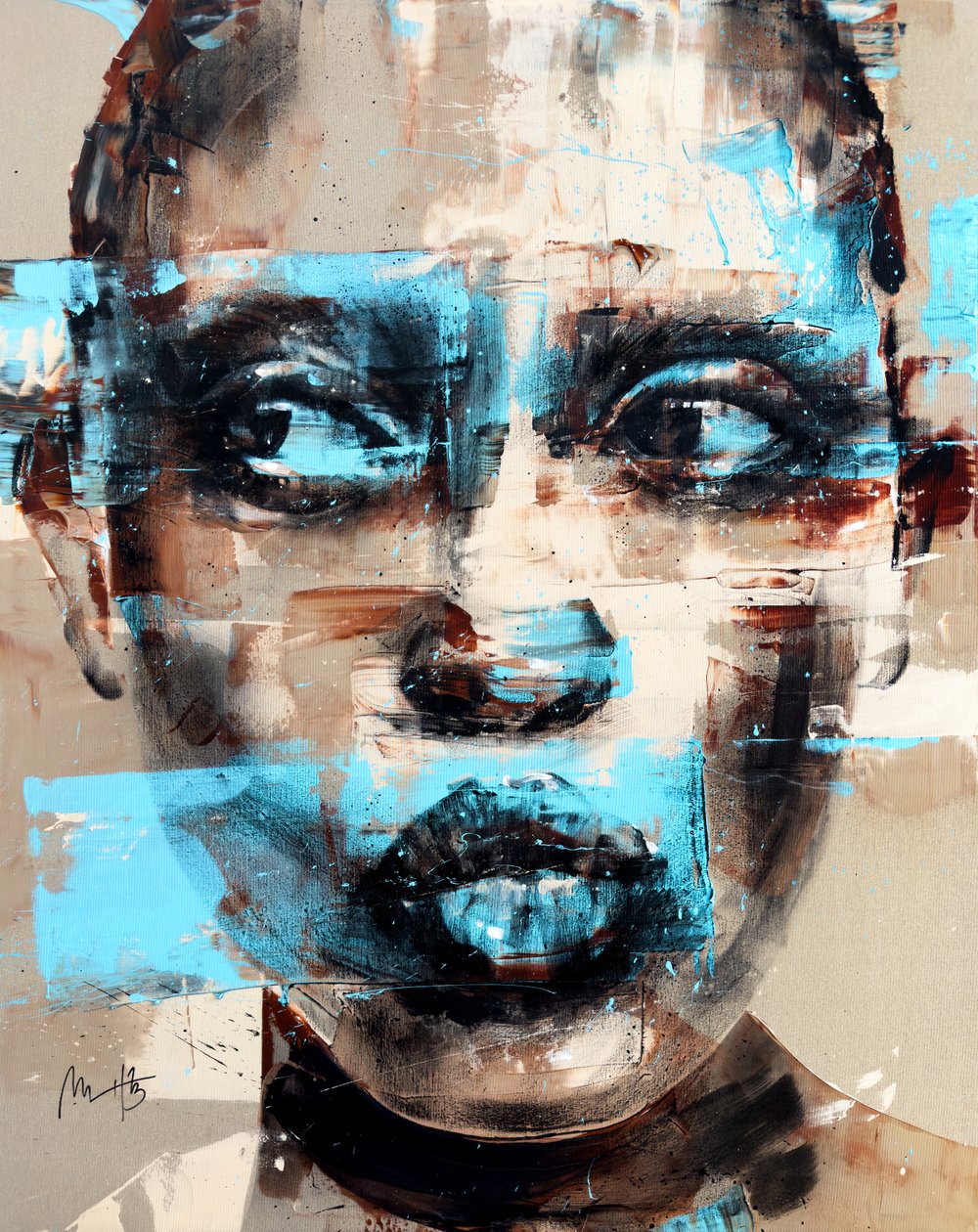 当场抓获》，2024 年（丙烯酸和油彩，反转画布） 作者 