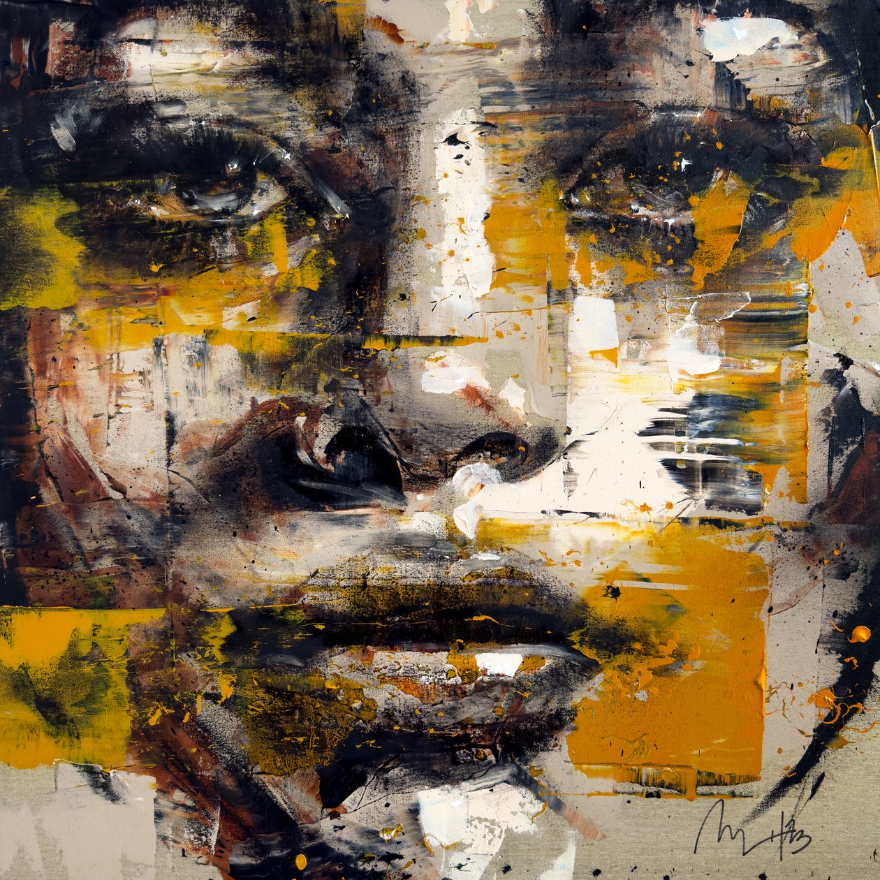 Ocre，2023 年（反转画布上的丙烯和油彩） 作者 