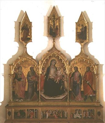 麦当娜和圣徒的孩子（面板上的蛋彩画） 作者 马里奥托·迪·纳尔多（Mariotto di Nardo）