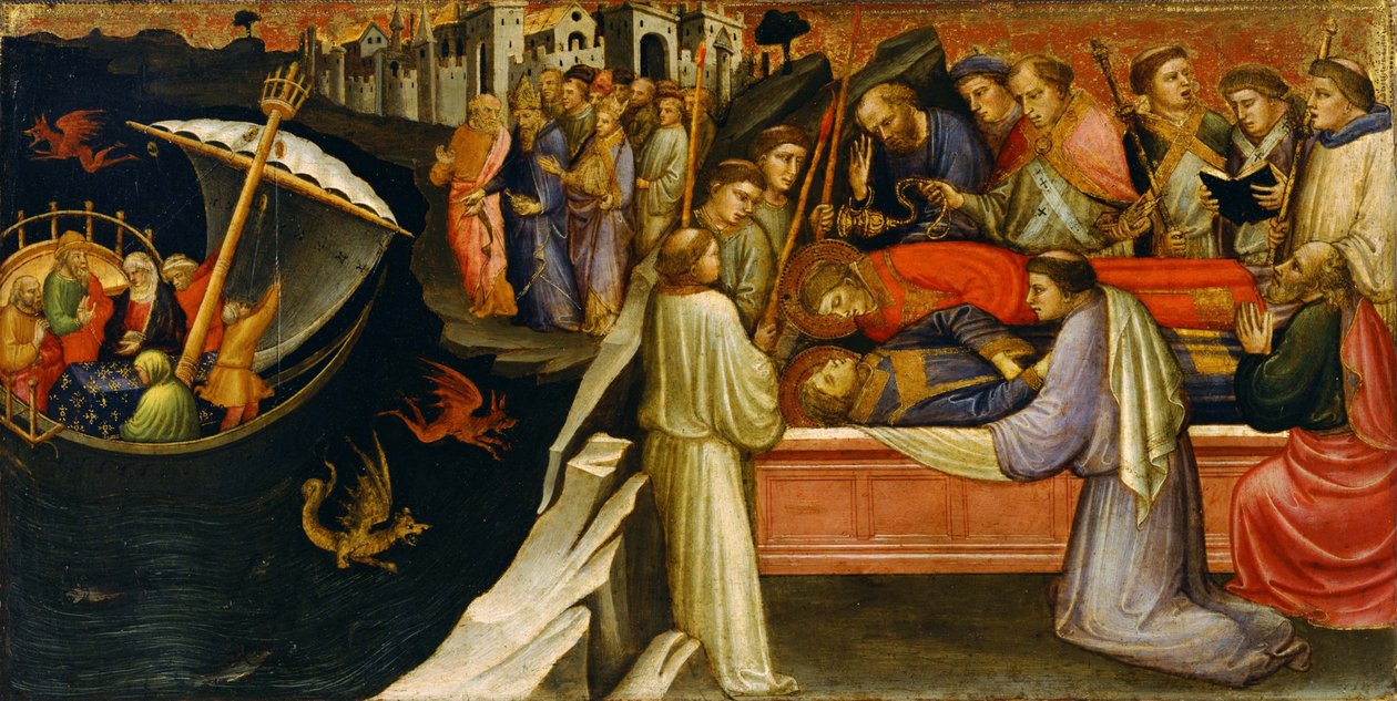 Predella面板代表圣史蒂芬传奇的场景，1408年 作者 马里奥托·迪·纳尔多（Mariotto di Nardo）