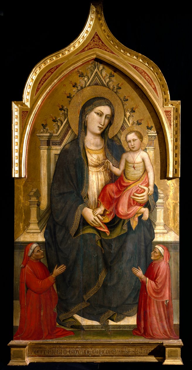 圣母与孩子 绘画：Mariotto di Nardo (1394-1424) 1404年 大约太阳 167.2x92.2厘米 阿西西博物馆 圣弗朗西斯科大教堂Tesoro della Basilica。珀金斯系列 作者 马里奥托·迪·纳尔多（Mariotto di Nardo）