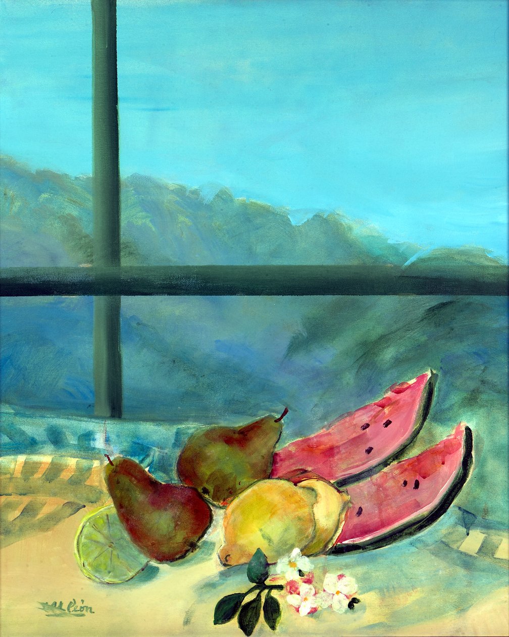 静物与西瓜（油画布上的丙烯酸） 作者 玛丽莎·利昂（Marisa Leon）