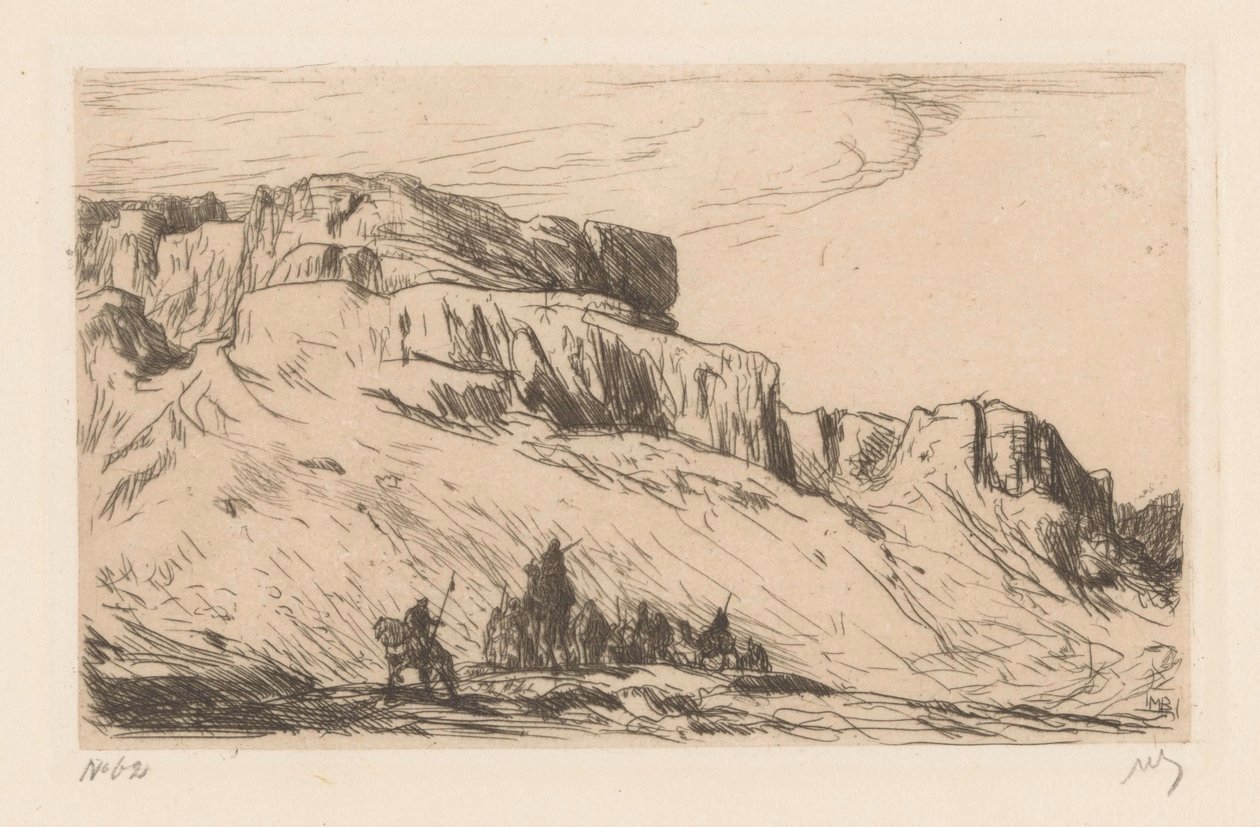 Karavaan met kamelen in woestijnlandschap 作者 Marius Bauer（艺术家签名）