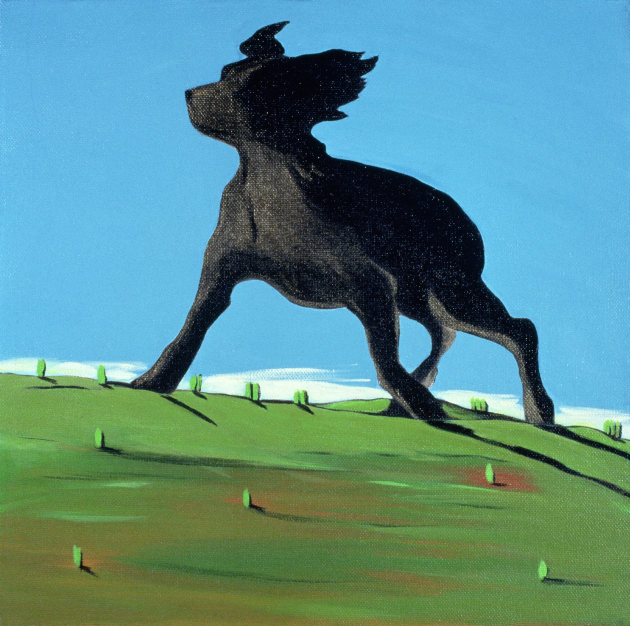 惊人的黑狗，2000（画布上的丙烯酸） 作者 玛乔丽·韦斯（Marjorie Weiss）