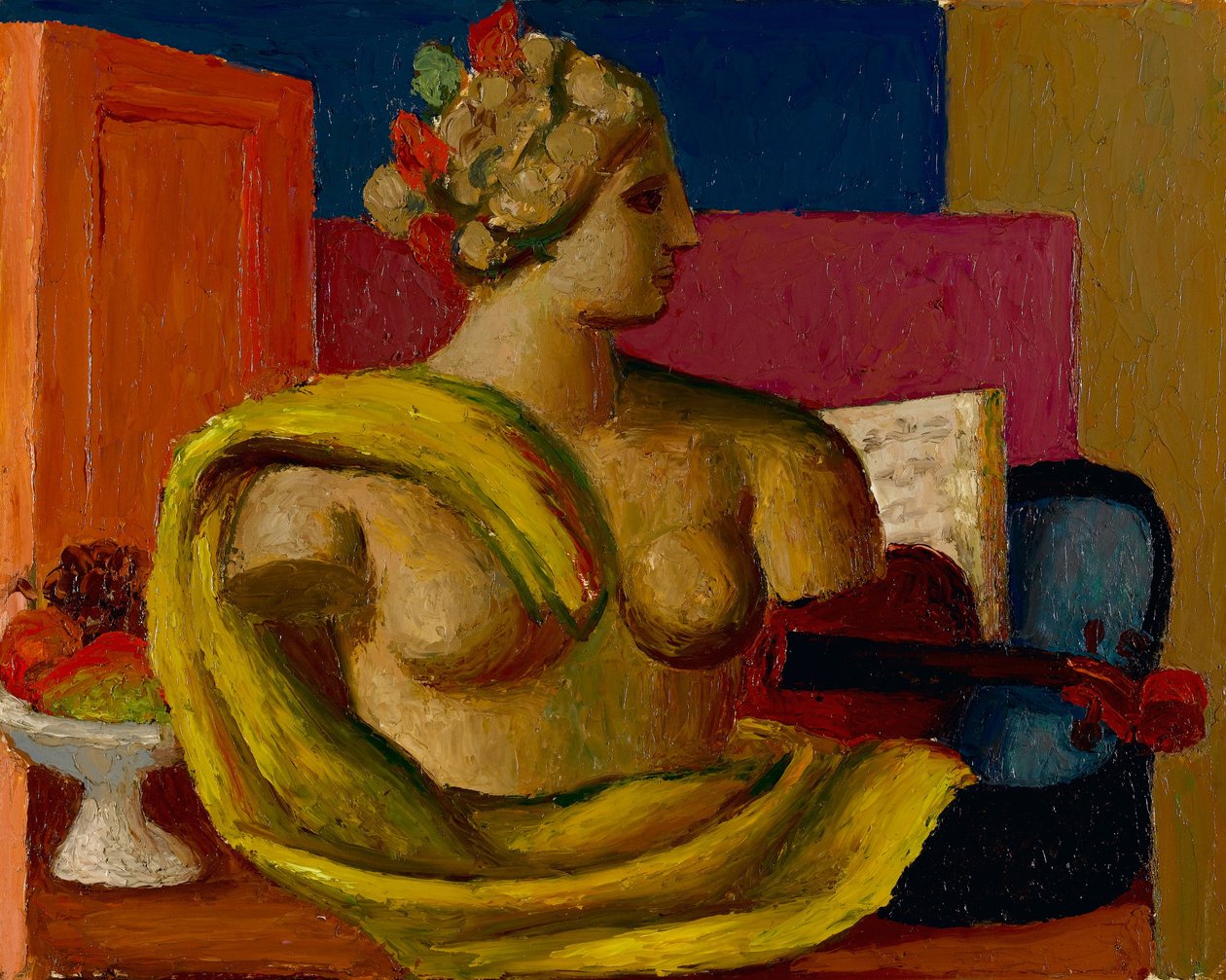 小提琴和胸围，c.1934（碾压板油） 作者 马克·格特勒