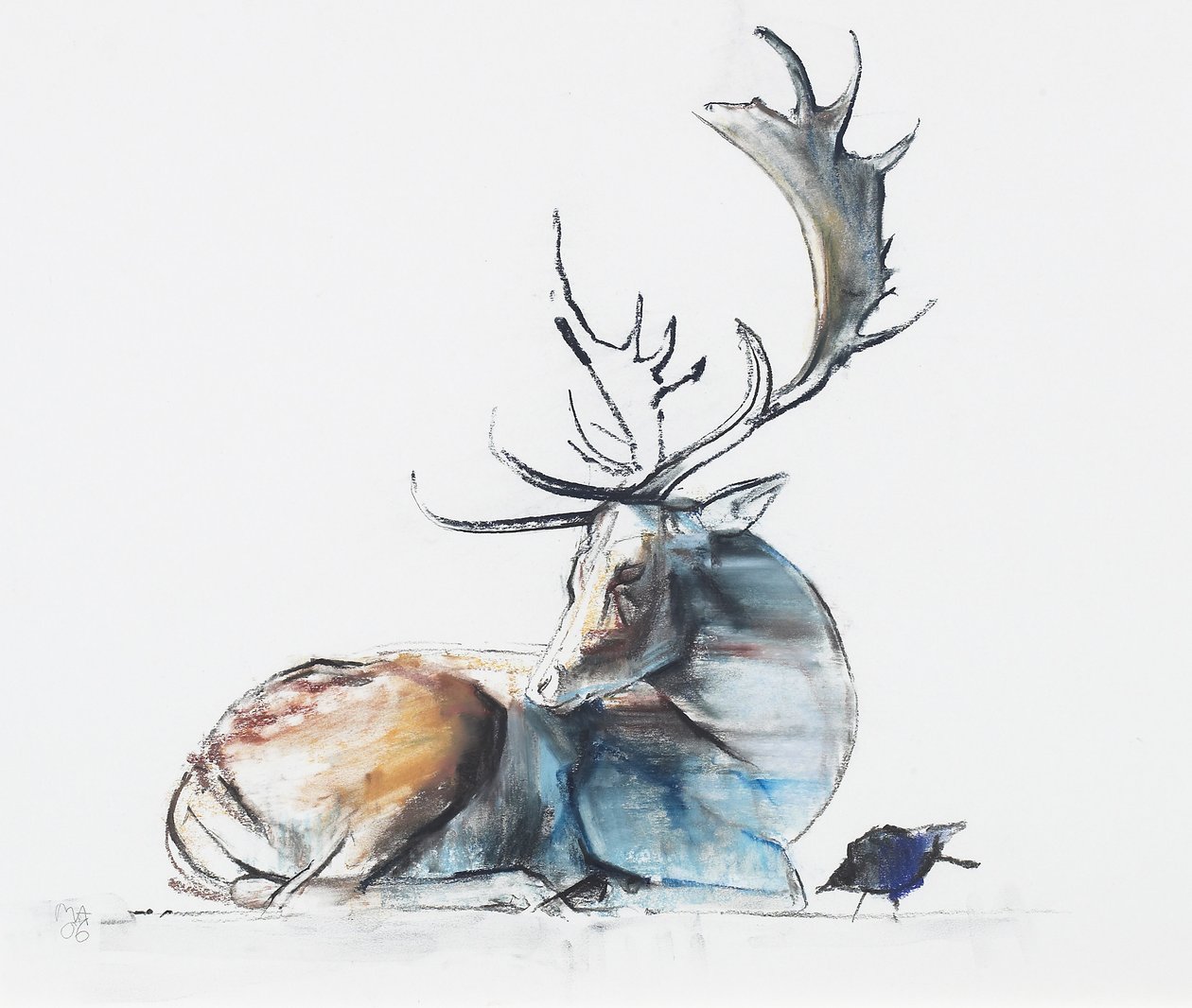 巴克和伯德，2006年（木炭和纸上谈话） 作者 马克·阿德灵顿