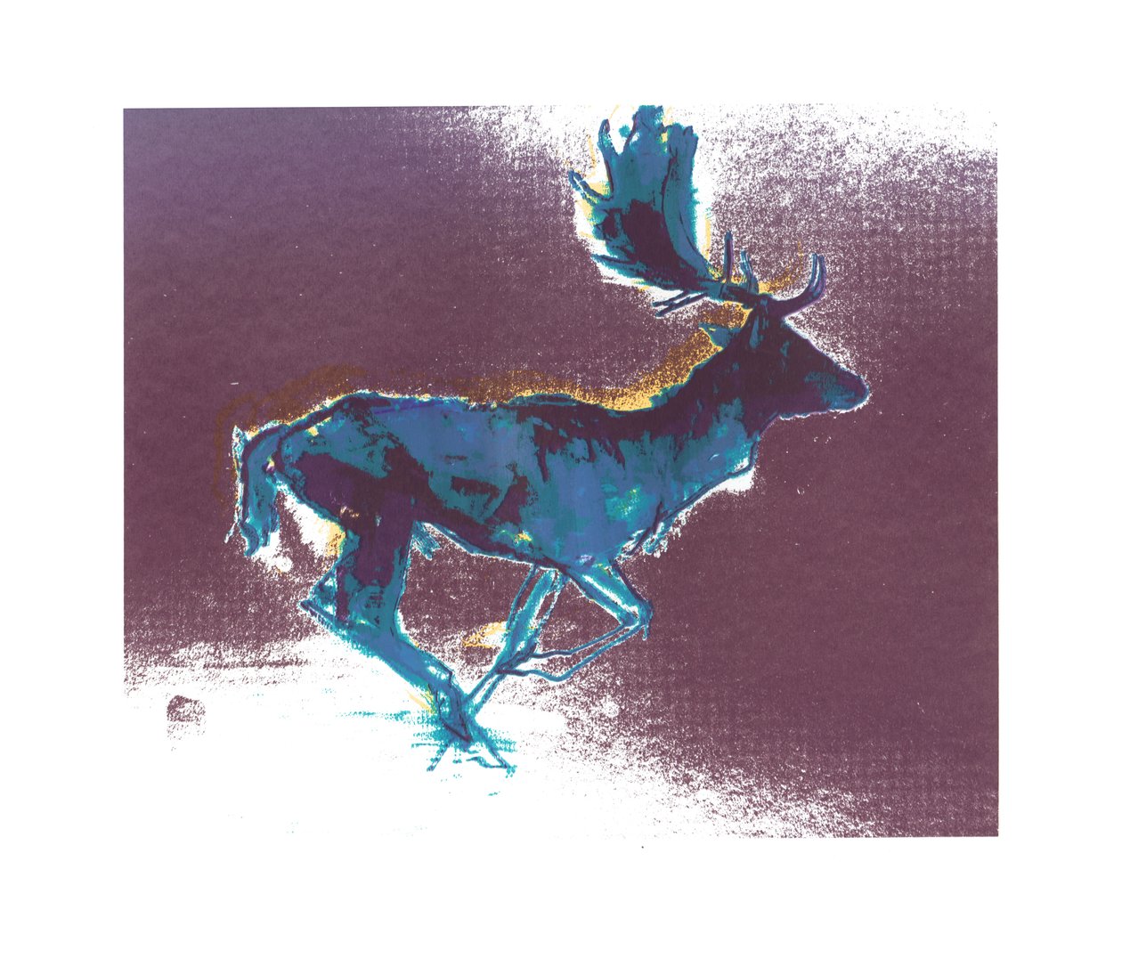 Fallow Buck（blueyellow shadow），2015，（丝网印刷） 作者 马克·阿德灵顿