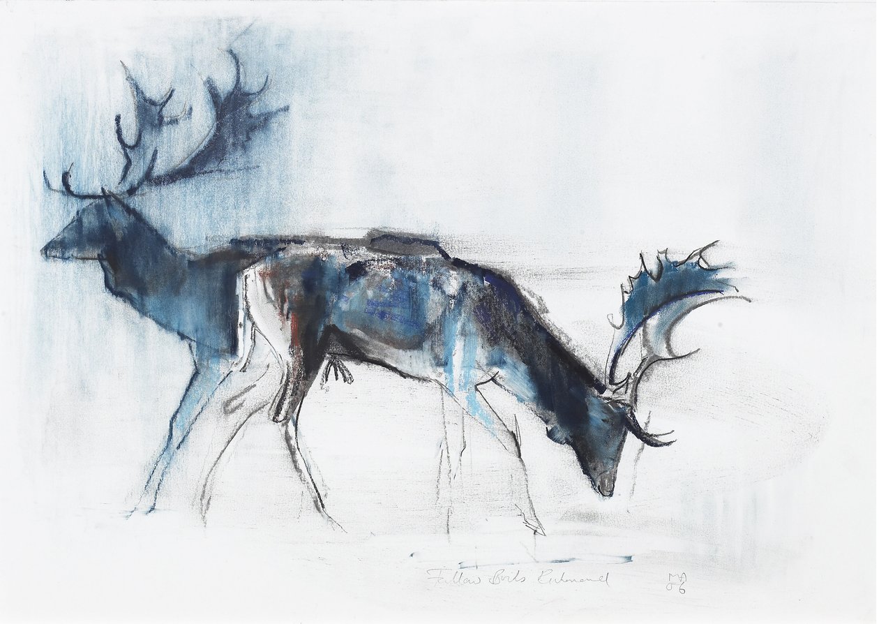 Fallow Bucks，里士满，2006年（木炭和纸上谈话） 作者 马克·阿德灵顿