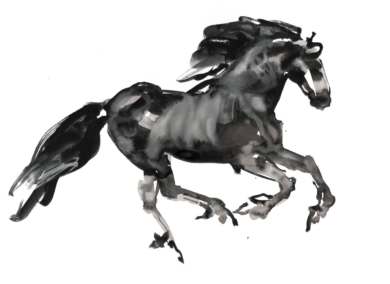 Gallop，2015，（纸上水墨和水彩） 作者 马克·阿德灵顿