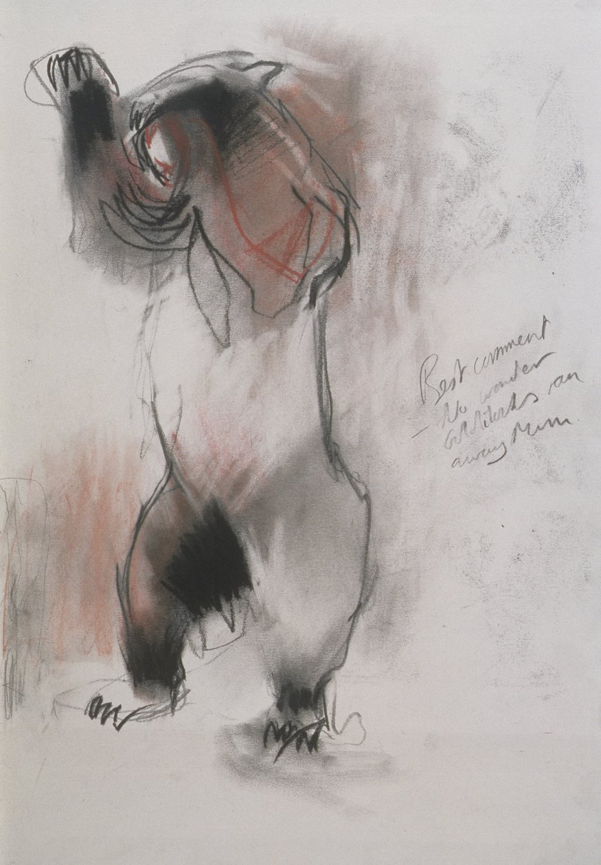 Grizzly，1995年（木炭，石墨和纸上谈话） 作者 马克·阿德灵顿