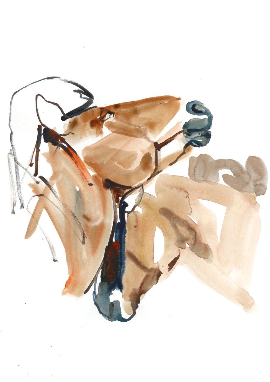Nuzzle（Przewalski），2013（sennelier墨水，水彩和水粉） 作者 马克·阿德灵顿