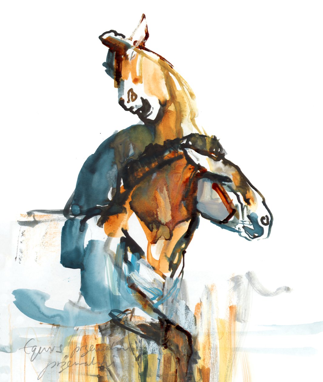 旧石器时代（Przewalski），2013（sennelier墨水，水彩和水粉） 作者 马克·阿德灵顿