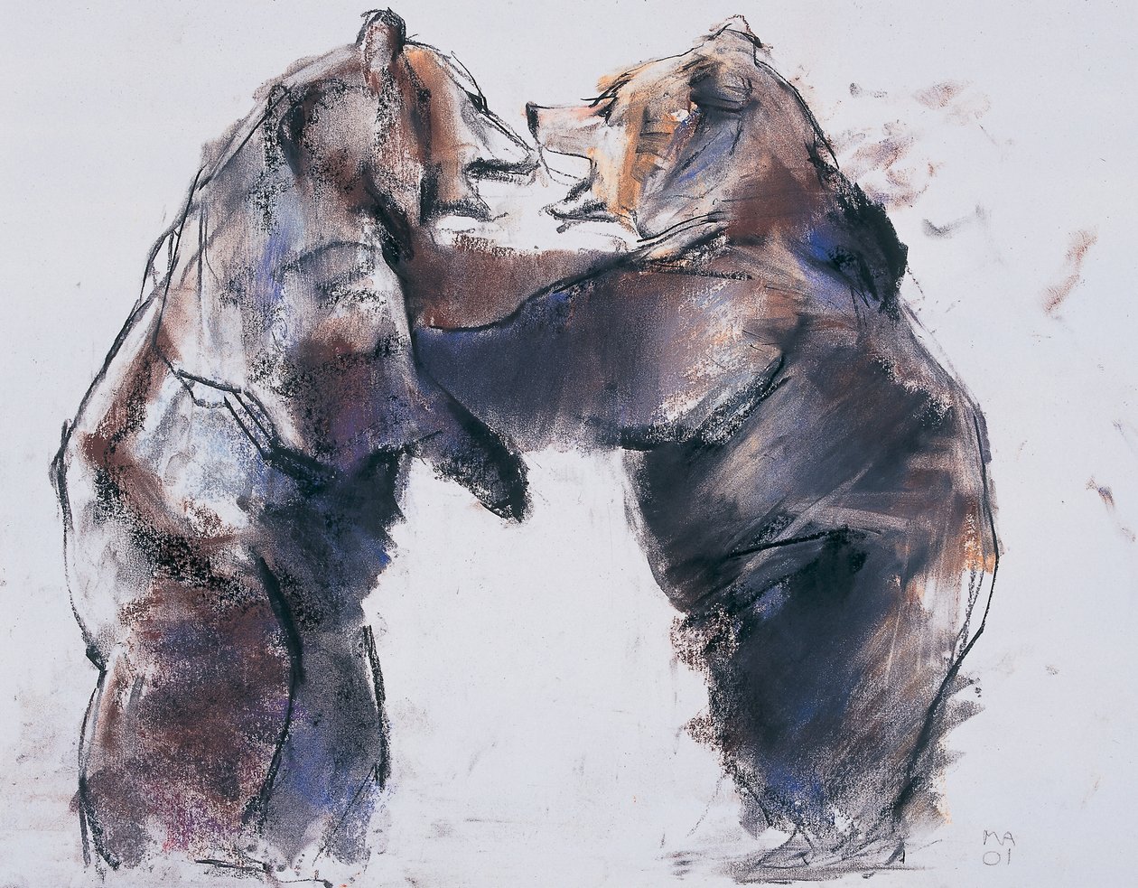 Playfight，2001（木炭和纸上谈话） 作者 马克·阿德灵顿