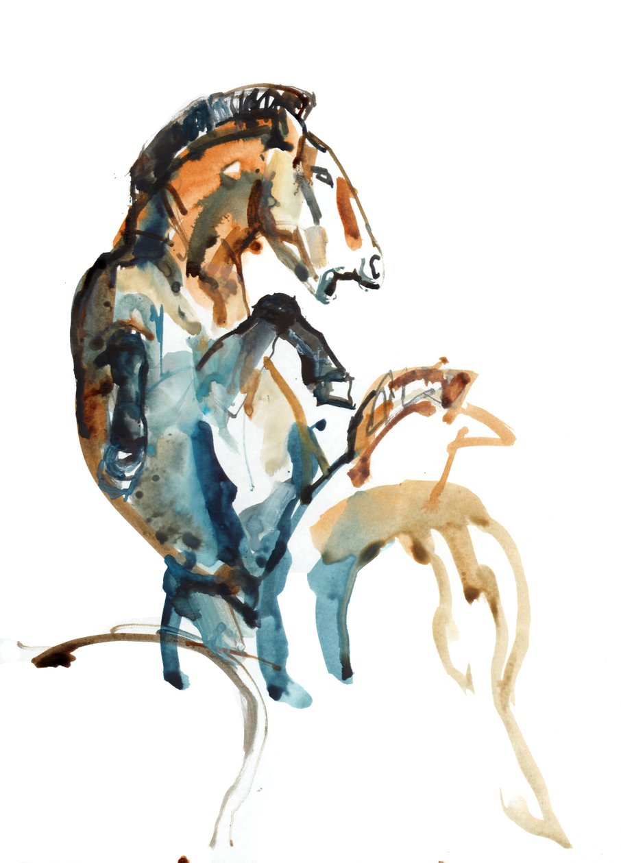 Spirit（Przewalski），2013（sennelier墨水，水粉和水彩） 作者 马克·阿德灵顿