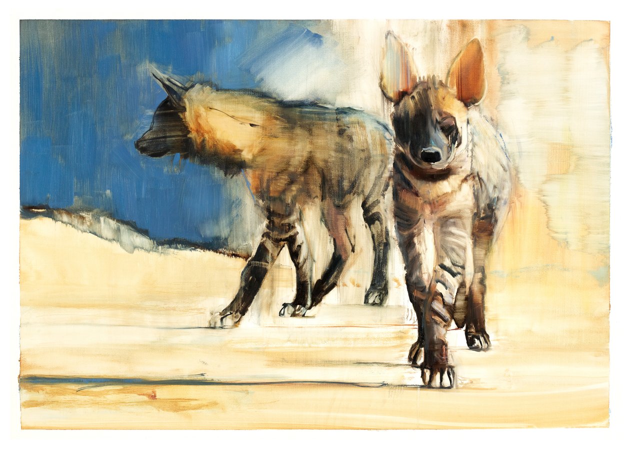 条纹鬣狗，2010年（纸上油） 作者 马克·阿德灵顿