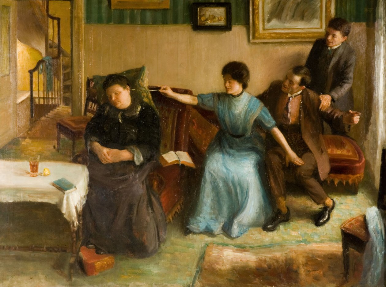 艺术家的家庭肖像，一个嬉戏的场景，1910-1911。 作者 马克·格特勒