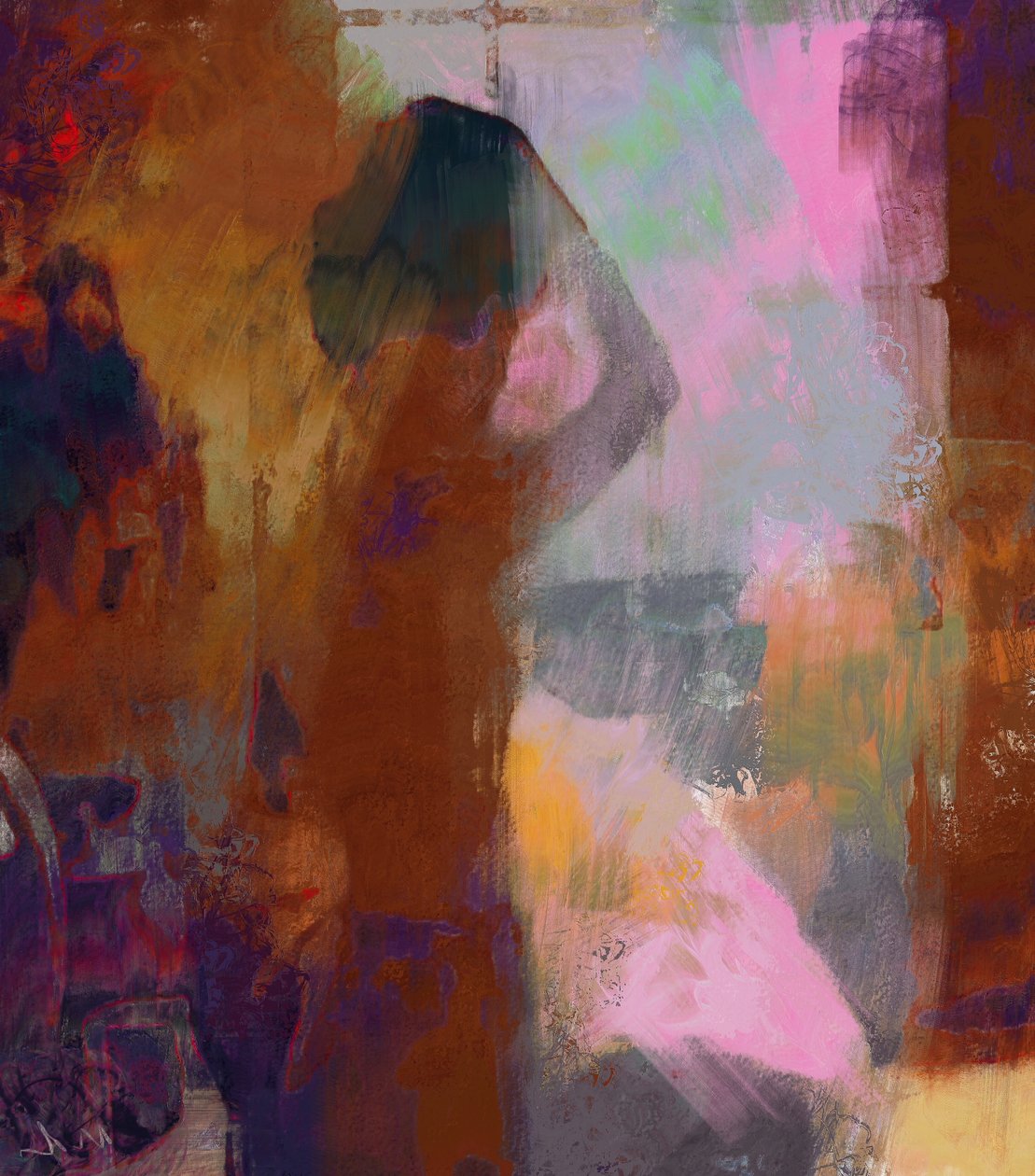窗前的女孩（混合媒介） 作者 马克·戈登
