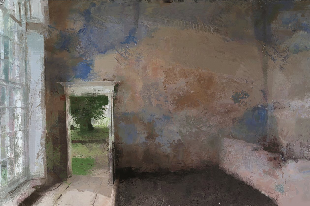 卡尔克修道院的桔园，2013 年（混合绘制） 作者 马克·戈登